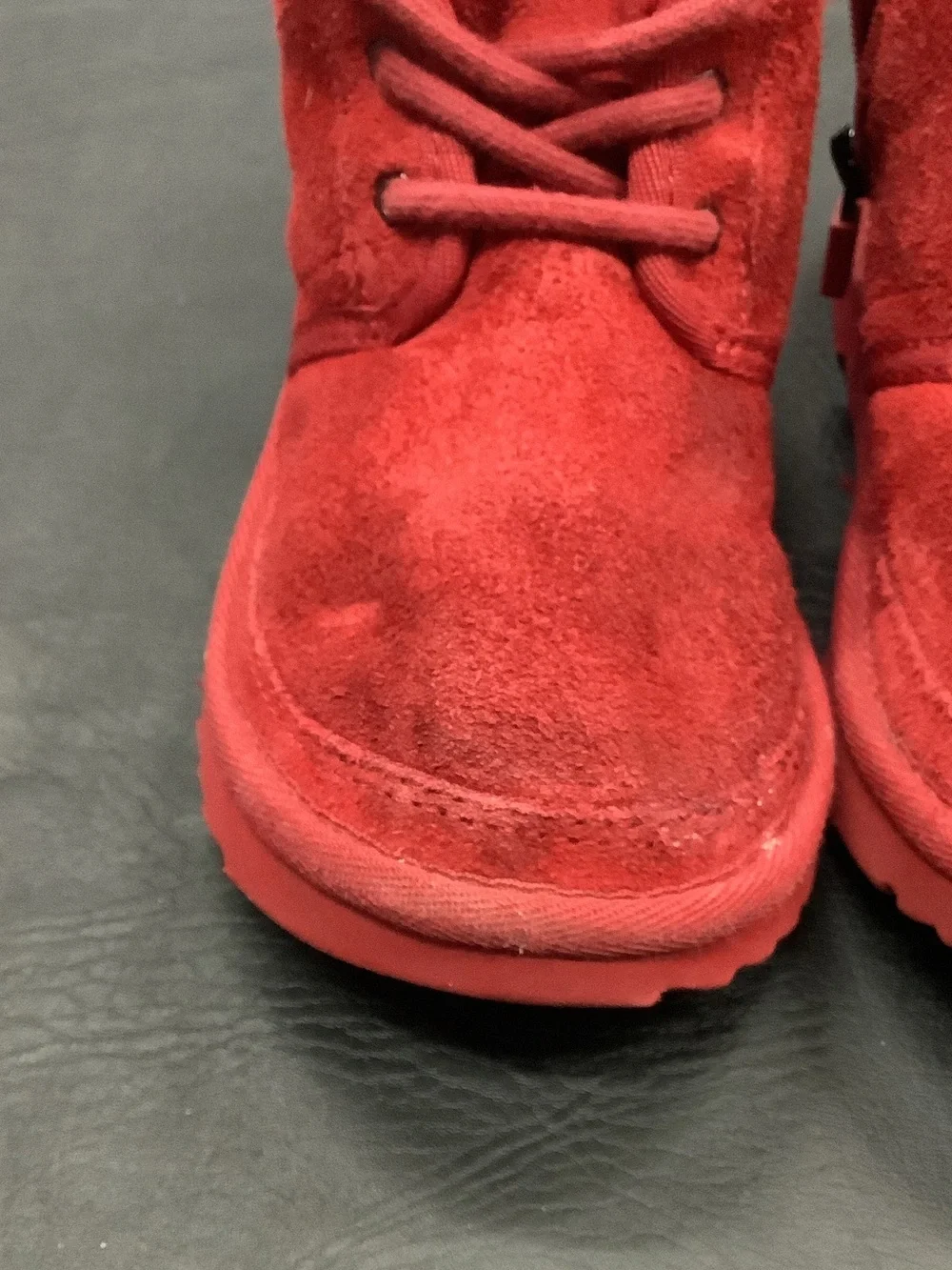 UGG Kids Red Suede Lace-Up Ankle Boots